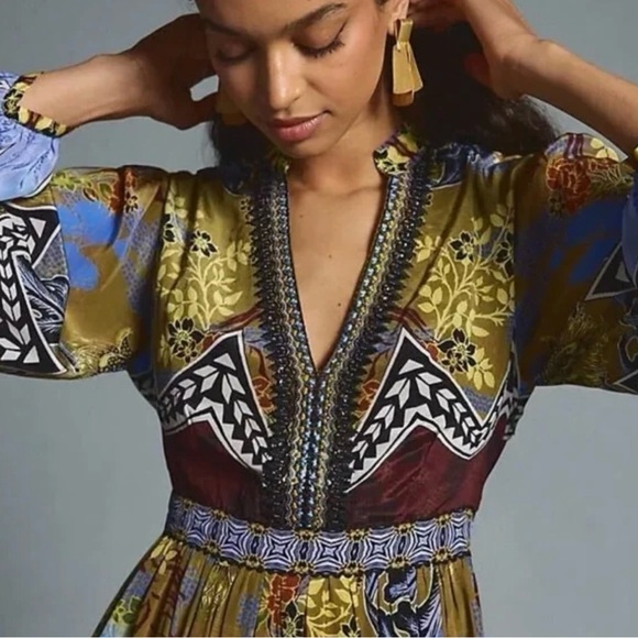 Anthropologie Bhanuni by Jyoti Beaded V-neck Maxi Dress - Picture 3 of 9